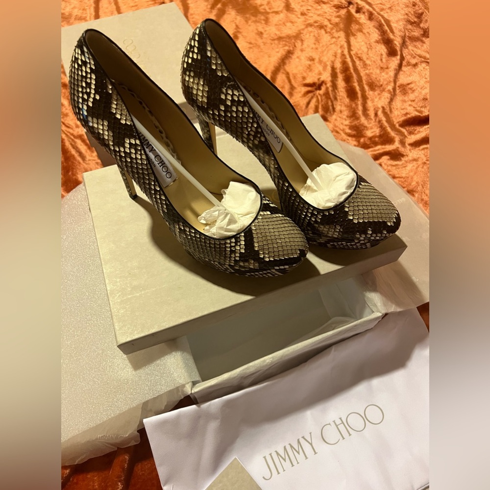 Jimmy Choo Ellis 120 Natural Python Size 38.5
